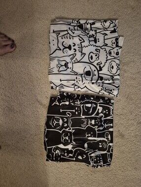 Black & White Dog/Cat Print Leggings - Set of 2